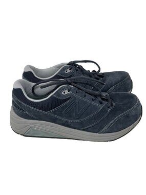 New Balance Lace Up Tennis Shoes Size 8 Walking Low Top Suede Navy Leather